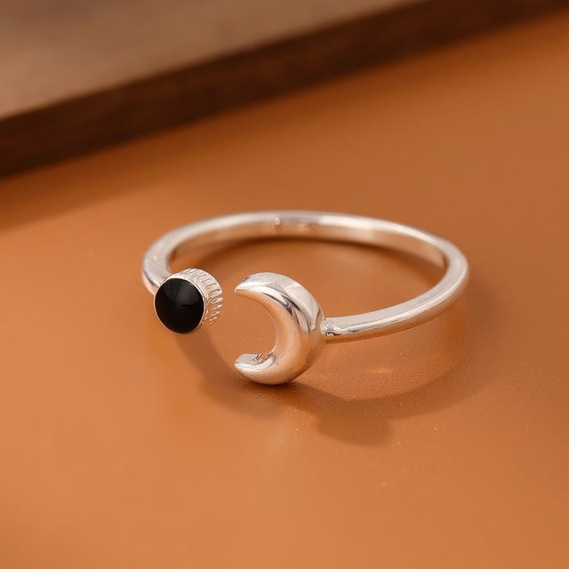 GaGa-Duck Ring, 925 Silber, Schwarz, Mond, Damen - Bild 1