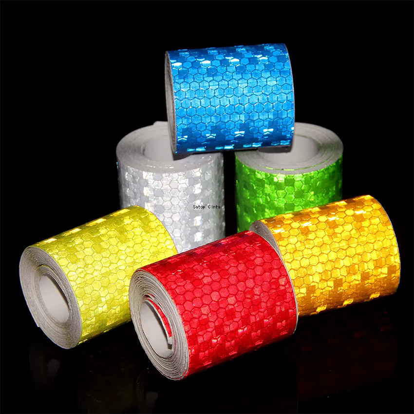 Satop Cinta Reflektierendes PVC Waben Klebeband Wasserdicht für Motorrad, Breite: 5 cm, Länge: 10 m, Farben: Weiß, Rot, Gelb, Grün - Bild 3