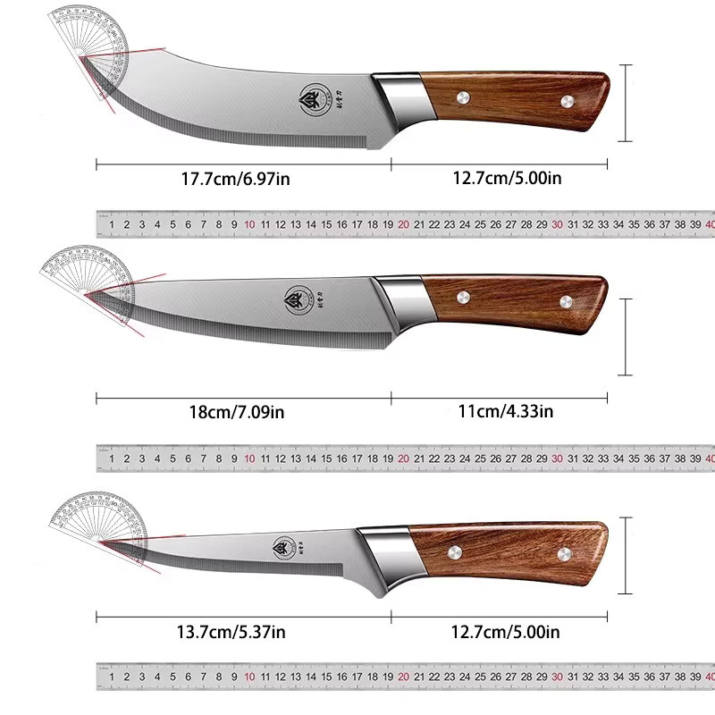 PLYS Knochenmesser aus Edelstahl in Silber mit Holzgriff und Schutzhülle - Bild 5