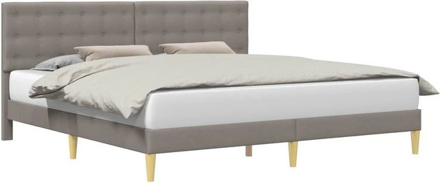 vidaXL Bettrahmen mit Kopfteil in Taupe aus Stoff mit minimalistischem Design, B/T/H: 202 x 200 x 96 cm - Bild 1