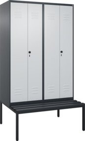 C+P PSA Doppel-Spind Classic PLUS Sitzbank mit 4 Abteilen und Kunststoff-Sitzfläche, B/T/H: 212,0 x 120,0 x 81,5 cm, Anthrazit/Grau/Schwarz - Bild 1