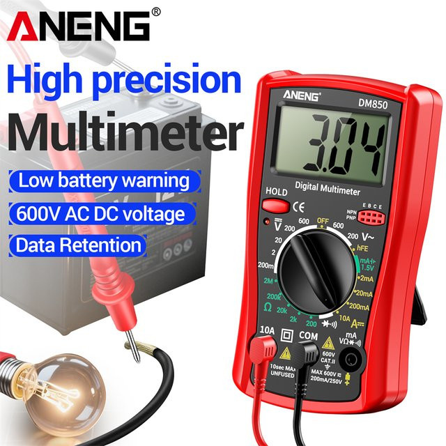 ANENG DM850 Digitales Multimeter in Gelb für AC/DC-Spannung, DC-Strom, Widerstand, Dioden- und Trioden-Tests mit Durchgangsprüfung und Datenhaltefunktion - Bild 1