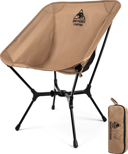 ONETIGRIS OasisFlex Tragbarer Campingstuhl in Braun mit Tragetasche, leichter Klappstuhl für Outdoor, Strand und Picknick - Bild 1