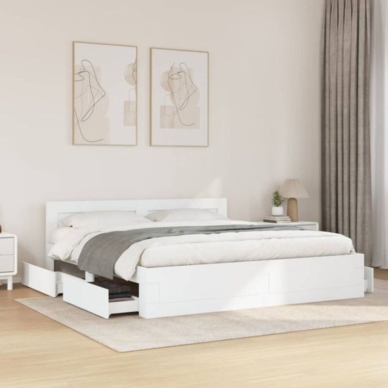 Vidaxl Funktionsbett mit Kopfteil aus Holzwerkstoff in Weiß B/T/H: 200 x 200 x 203 cm - Bild 1