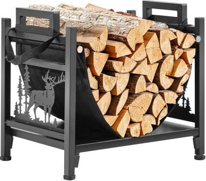 VEVOR Kaminholzregal aus pulverbeschichtetem Stahl mit Segeltuchträger, Schwarz, B/T/H: 45 x 31,5 x 41,5 cm - Bild 1