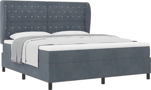 vidaXL Boxspringbett mit Matratze und Taschenfederkern in Grau, B/T: 180 x 200 cm - Bild 1
