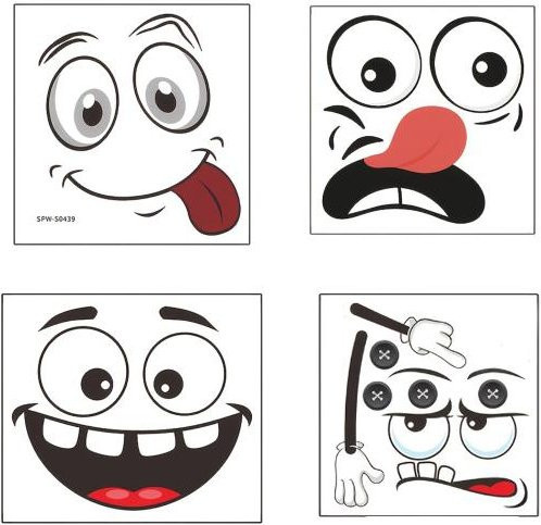 4 Stück lustige Mülleimer-Aufkleber mit Cartoon-Ausdrücken, wasserfeste Vinyl-Aufkleber für Mülleimer und Behälter, schwarz und mehrfarbig - Bild 1