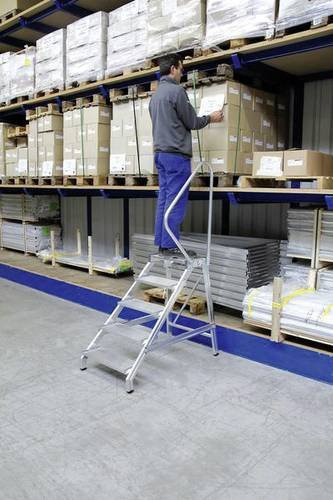 MUNK Günzburger Steigtechnik Aluminium-Montagetritt starr mit Handlauf und 4 Stufen in Silber, maximale Arbeitshöhe: 2,8 m - Bild 1