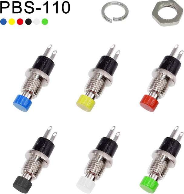 5er Set PBS-110 Momentary Push Button Switch Mikro Schalter Gelb, 7mm Durchmesser, NO oder NC Auswahl - Bild 1