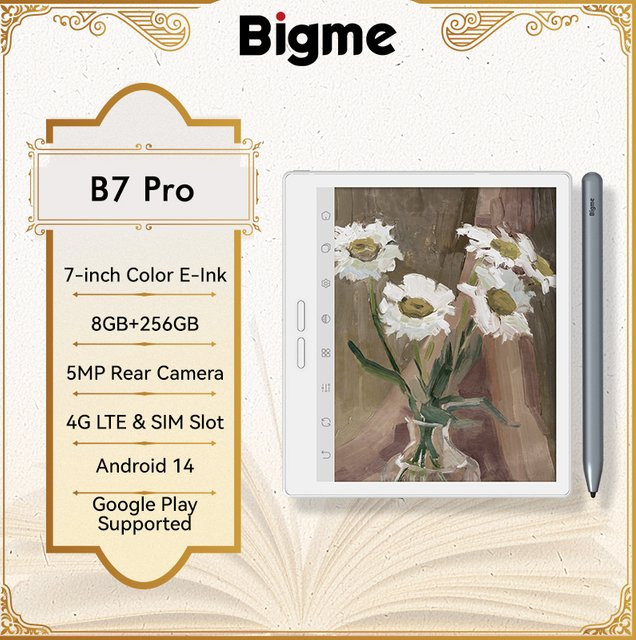 Bigme B7 PRO E-Book-Reader mit 7 Zoll E-Ink Display, 300 PPI, 8 GB + 256 GB Speicher, Android 14 OS und 36-stufiger Frontbeleuchtung, Green/White - Bild 1