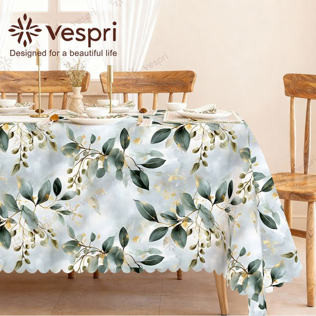Vespri Frühlingstischdecke mit Blumenmuster in Blau und Weiß für Ostern und Partys - Bild 1