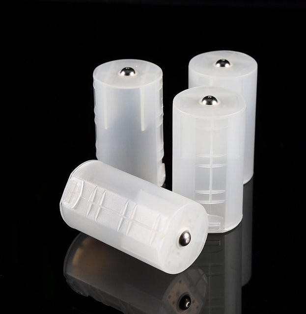 DIYelecs 4er Set AA auf D Batterieadapter Konverter Gehäuse in Weiß und Grau - Bild 1