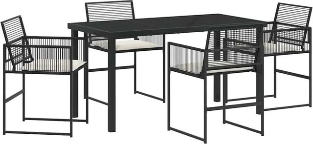 vidaXL Garten Essgruppe 5-teilig aus Polyrattan in Schwarz mit rechteckigem Tisch und 4 Stühlen - Bild 1