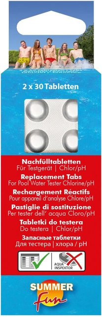 Summer Fun Nachfülltabletten für Wassertestgerät zur Messung von Chlor und pH-Wert, 2 x 30 Stück - Bild 1