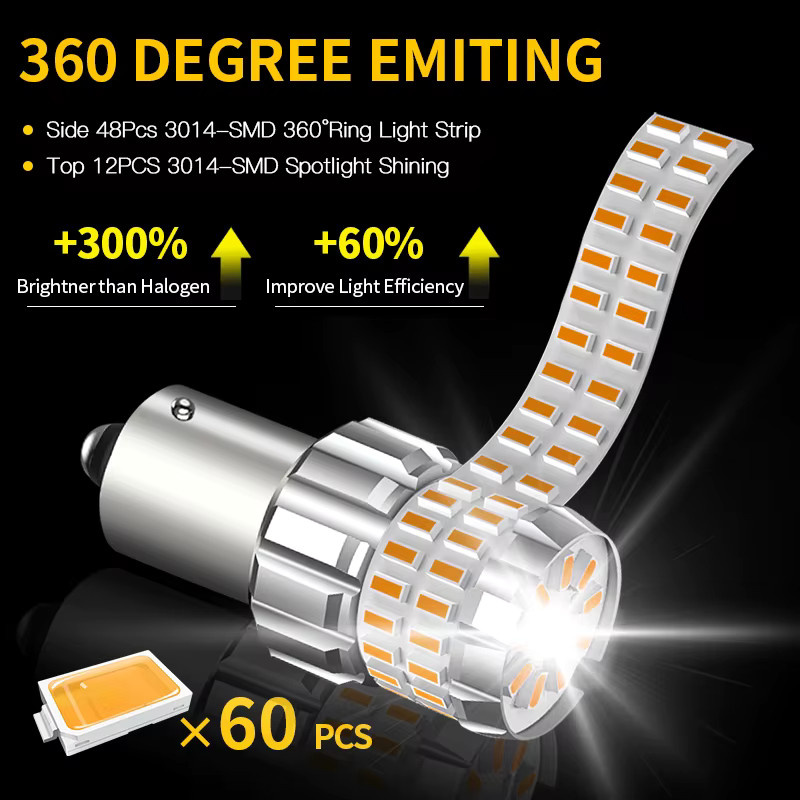 SAARMAT 2er Set LED Blinker Glühbirnen PY21W BAU15S 1156 Canbus Fehlerfrei in Silber für Ford Focus 2 3 4 - Bild 5