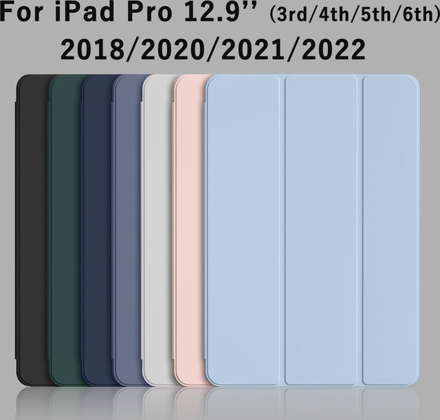 QIJUN Klapphülle für iPad Pro 12,9 Zoll (3./4./5./6. Generation) mit Magnetständer aus PU-Leder in Lila - Bild 1