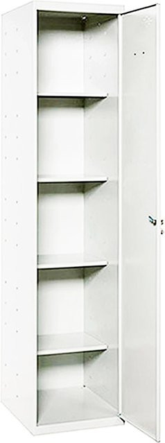 PROREGAL Putzmittelschrank AMEGO Metallschrank in Weiß mit 4 Fachböden und Schloss, H x B x T: 180 x 40 x 40 cm - Bild 1