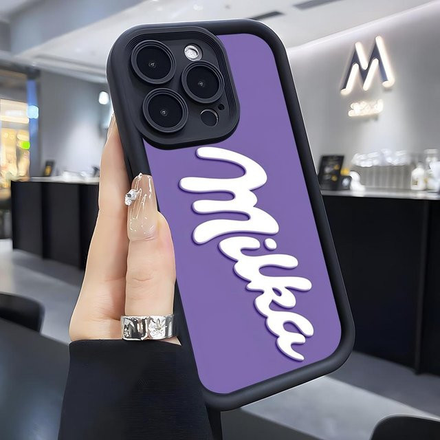 Potdemiel Handyhülle im Schokoladen-Milka Design für iPhone 17 Air 16 15 14 13 12 11 Pro Max in Schwarz und Lila mit Stoßschutz - Bild 1