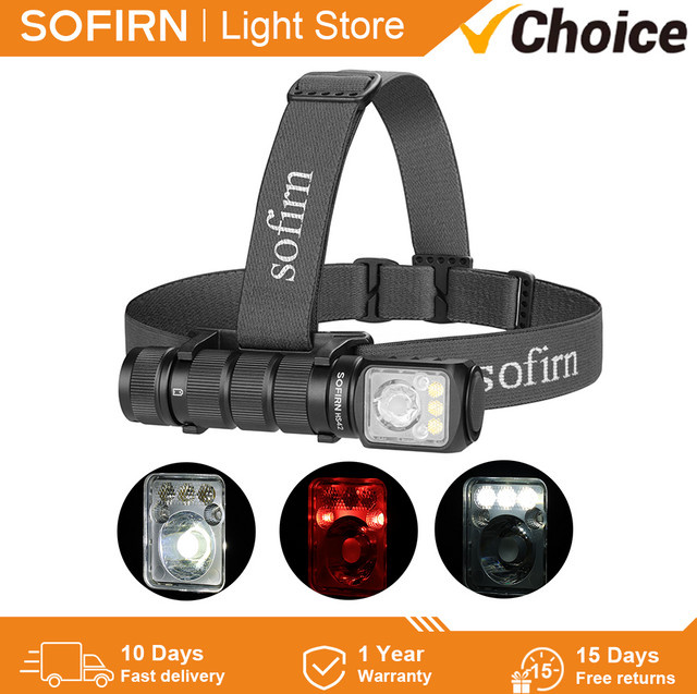 Sofirn HS42 Stirnlampe mit 2100 lm, 6 LEDs, SST40, USB-C wiederaufladbar, mit rotem Licht, Strahler und Flutlicht, Schwarz - Bild 1