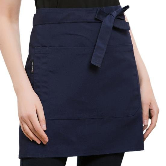 Wasserdichte Unisex-Halbschürze mit Tasche und Schnürung in Navy Blau für Restaurant und Café - Bild 1