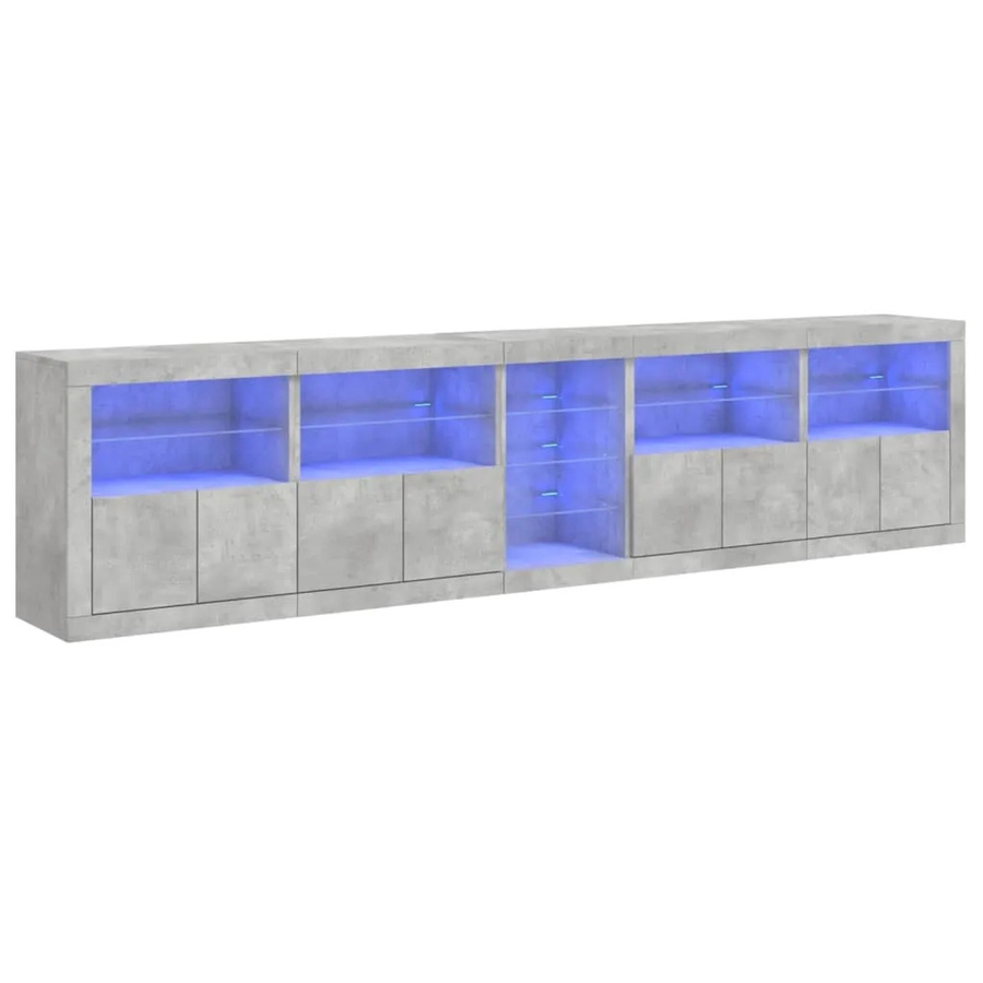 vidaXL Sideboard modern in Betongrau mit integrierter LED-Beleuchtung, B/T/H: 283 x 37 x 67 cm - Bild 2