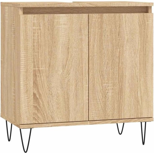 vidaXL Badschrank Sonoma-Eiche mit Scharniertüren im industriellen Stil, B/T/H: 58 x 33 x 60 cm - Bild 1