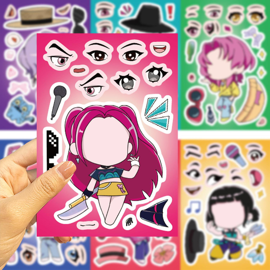 Yiran toy 1 Kpop Dämonenjäger Gesichtspuzzle DIY Aufkleber 8-teiliges Set - Bild 3