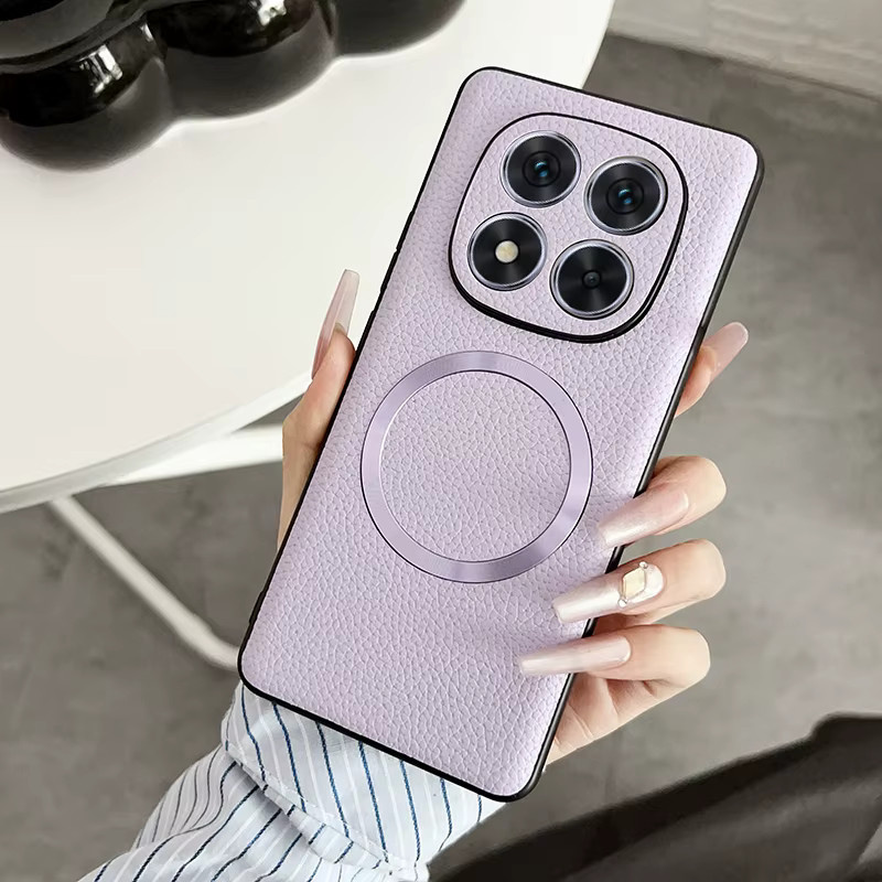 Magnetische Handyhülle mit Litchi-Muster für Xiaomi Redmi Note 15 und Redmi Note 14 Pro 5G, ultradünn, stoßfest und kabelloses Laden kompatibel, Farbe: Purple - Bild 5