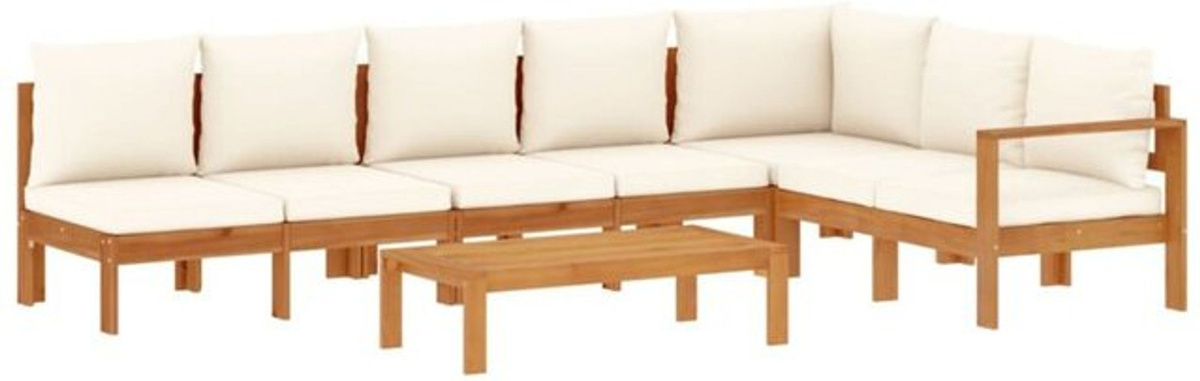 5-tlg. Garten-Sofagarnitur aus Massivholz Akazie mit Kissen in Beige von vidaxl - Bild 1