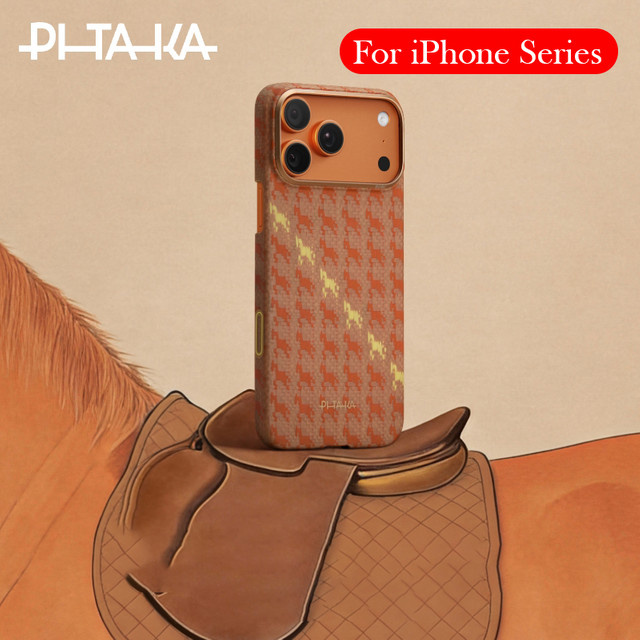 PITAKA Limit Carbonfaser-Hülle für iPhone 17 Pro und iPhone 17 Pro Max aus Kevlar in Orange/Multicolour mit kabelloser Lade-Unterstützung - Bild 1