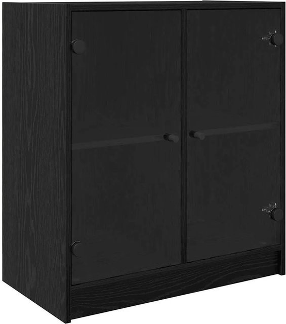 vidaXL Seitenschrank in Schwarz und Eichen-Optik mit Glas, B/T/H: 68 x 37 x 75,5 cm - Bild 1