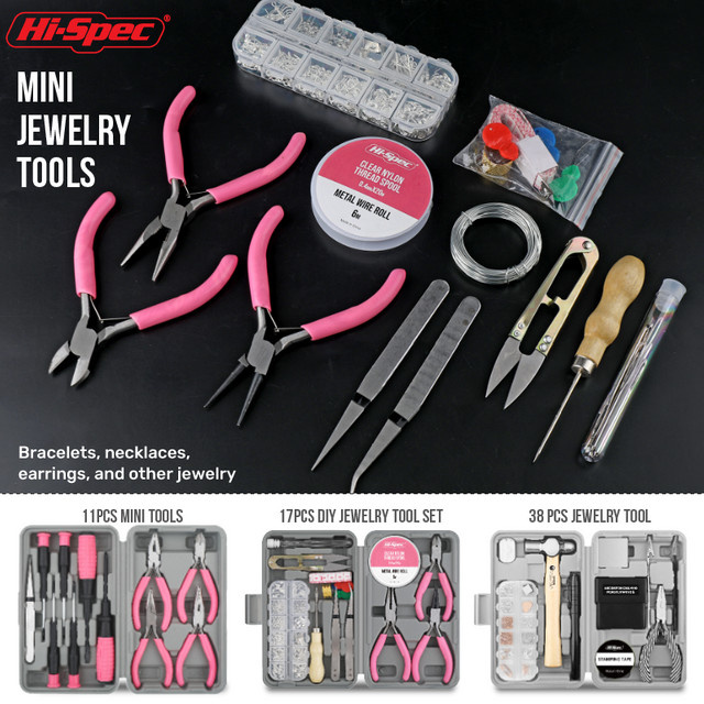 Hallo-Spec 11-teiliges DIY Schmuck Reparatur Werkzeug Set in Rosa für Damen - Bild 1