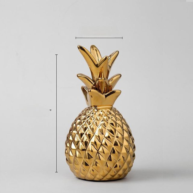 Yiran Furniture Ananas Keramik-Dekoornament aus weißem Porzellan in Gold oder Silber - Bild 1