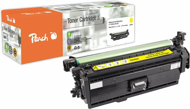 Peach HP 507 AY Toner gelb, ersetzt HP No. 507A Y CE402A, wiederaufbereitet für HP LaserJet Enterprise 500 color M 551 dn und M 551 n - Bild 1