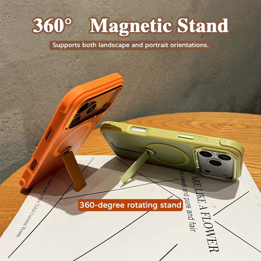 Magnetische faltbare Standhalterung Handyhülle AKABEILA für iPhone kompatibel mit MagSafe in Grün - Bild 4