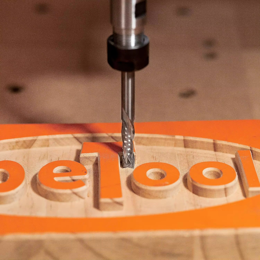 SpeTool Zweischneidiger Spiral-Hartmetall-Kompressionsfräser für Holzbearbeitung und CNC, Farbe: Silber - Bild 3