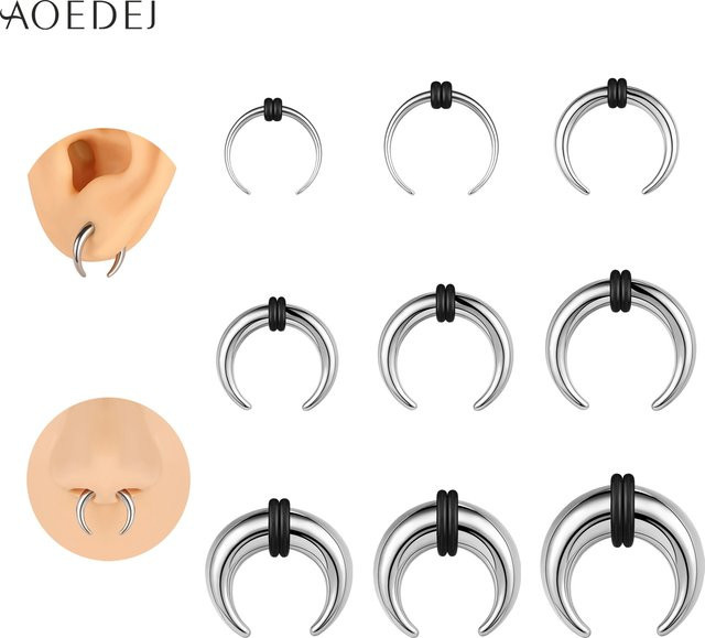 AOEDEJ Septum Ring, Edelstahl, Silber, Unisex - Bild 1