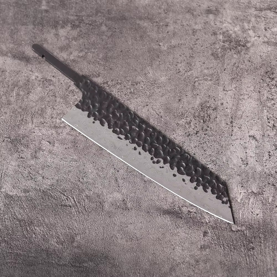 DASHWAY DIY Bunka Kochmesser aus Damaststahl im japanischen Stil, leere Klinge mit Full Tang, Silber, 15,24 cm - Bild 2