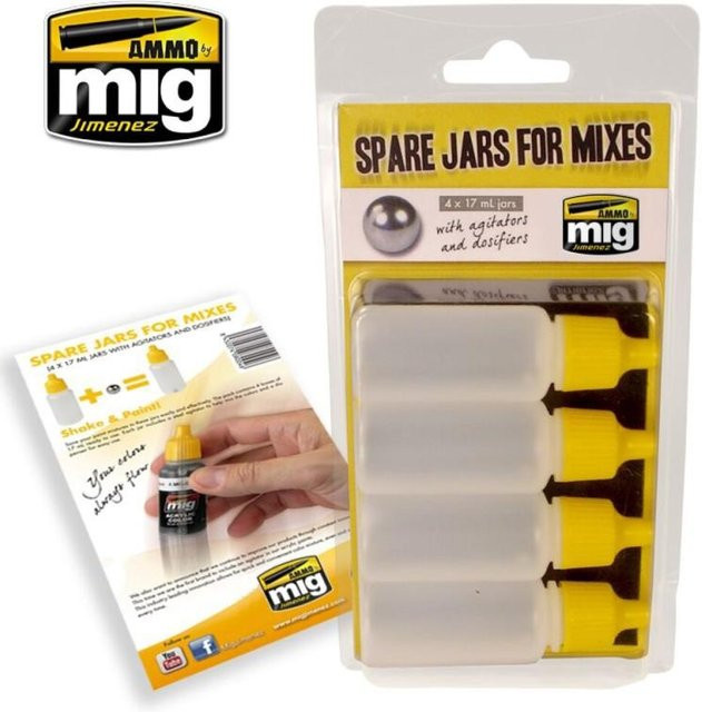 AMMO by MIG Jimenez Spare Jars for Mixes, 4-teiliges Set, mit Agitator und Dosierer - Bild 1