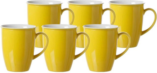 Ritzenhoff & Breker Kaffeebecher Doppio aus Keramik, Gelb, 6er Set, 320 ml pro Becher - Bild 1