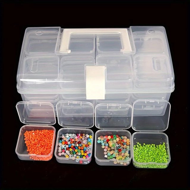 32-teiliges Aufbewahrungsbox-Set von xianyi01 aus Kunststoff in Weiß und Transparent, multifunktionale Sortierbox für Bastelperlen, Schmuck und Nagelzubehör, B/T/H: 23,0 x 12,0 x 9,5 cm - Bild 1