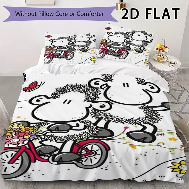 Sheepworld Bettwäsche Set mit Tier-Muster in Weiß, bestehend aus 1 Bettbezug und 2 Kissenbezügen, B/H: 200 x 200 cm - Bild 1