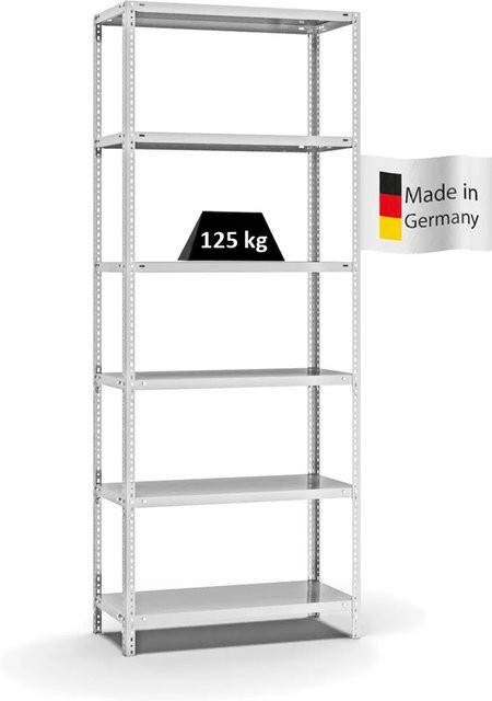 PROREGAL Fachbodenregal Light-Duty mit 6 Ebenen, Lichtgrau, H x B x T: 250 x 100 x 40 cm - Bild 1