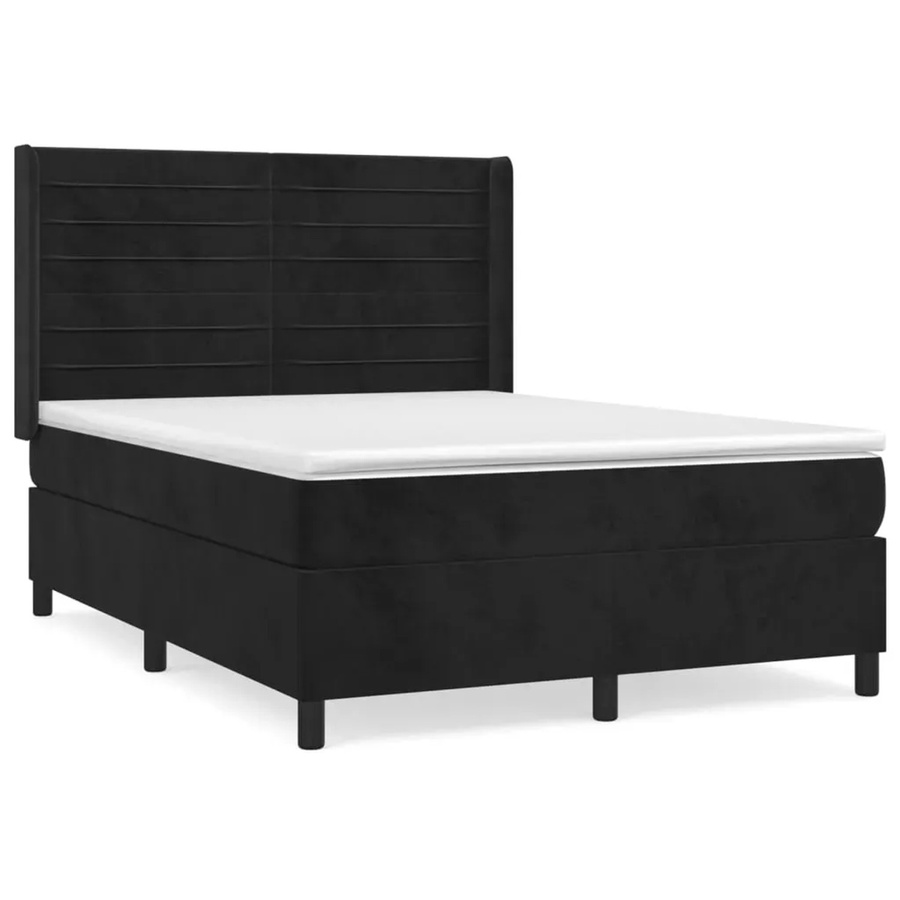 vidaXL Boxspringbett mit Matratze Schwarz Samt Hybrid-Design B/T/H: 140 x 200 cm - Bild 2