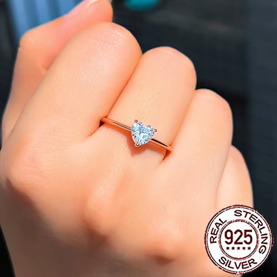 Cww zircons Ring, 925 Silber, vergoldet, Zirkonia, Damen, Herzform - Bild 3