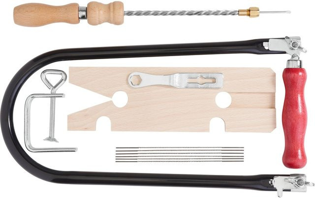 Pebaro Laubsäge-Set 12-teilig mit Drillbohrer in Rot und Schwarz, Länge: 39,5 cm - Bild 1