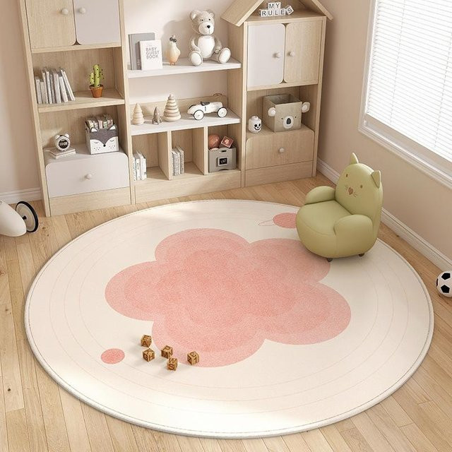 Runder Plüschteppich Lodestar in Pink mit floralem Muster, weich und rutschfest, Durchmesser: 80 cm - Bild 1