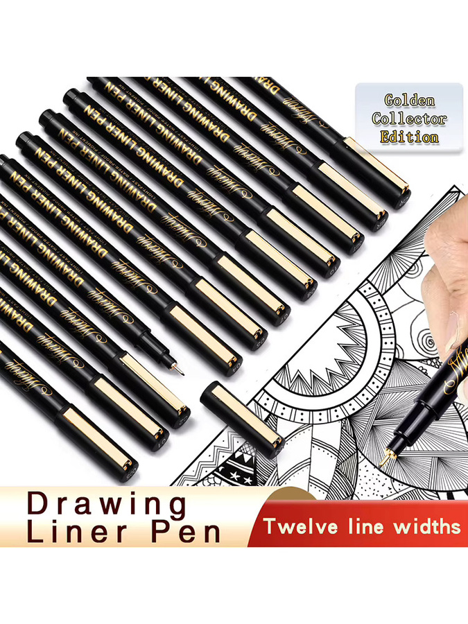 Haile Manga Marker Set mit Brush und Fine Nadelspitze in Schwarz für Skizzen und Kunstzeichnungen - Bild 7