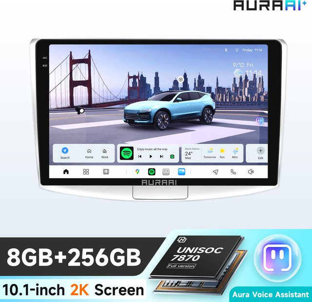 Hizpo Android Autoradio für Volkswagen Passat B7 2010-2015 mit 8 Kernen, 8+256 GB Speicher, GPS, Video, Carplay, 4G und AI Voice Navigation in Schwarz - Bild 1