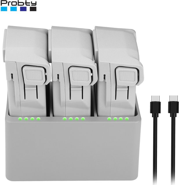 Probty Intelligente Flugbatterie Plus 3950 mAh mit 3-Wege Ladestation für DJI Mini 4 Pro und Mini 3 Pro Drohnen, Grau - Bild 1